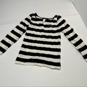 Bebe long sleeve striped black & white stretchy shirt - size petite small